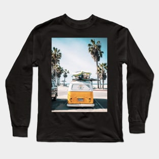 Tropical landscape palms, Car, California, Nature print Long Sleeve T-Shirt